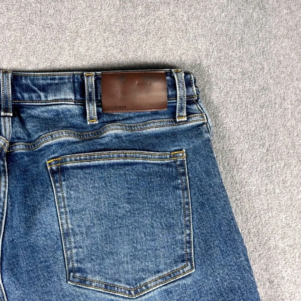 Lands' End Square Rigger Jeans Blue Med Wash Straight Denim Mens 35x30